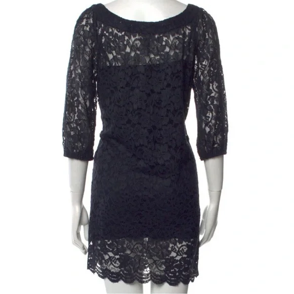 DIANE VON FURSTENBERG ZARITA NAVY LACE SHEATH MINI DRESS - Picture 3 of 4